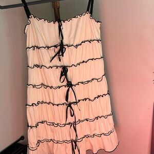 NEW Cream Ruffled Dress with Black Accents